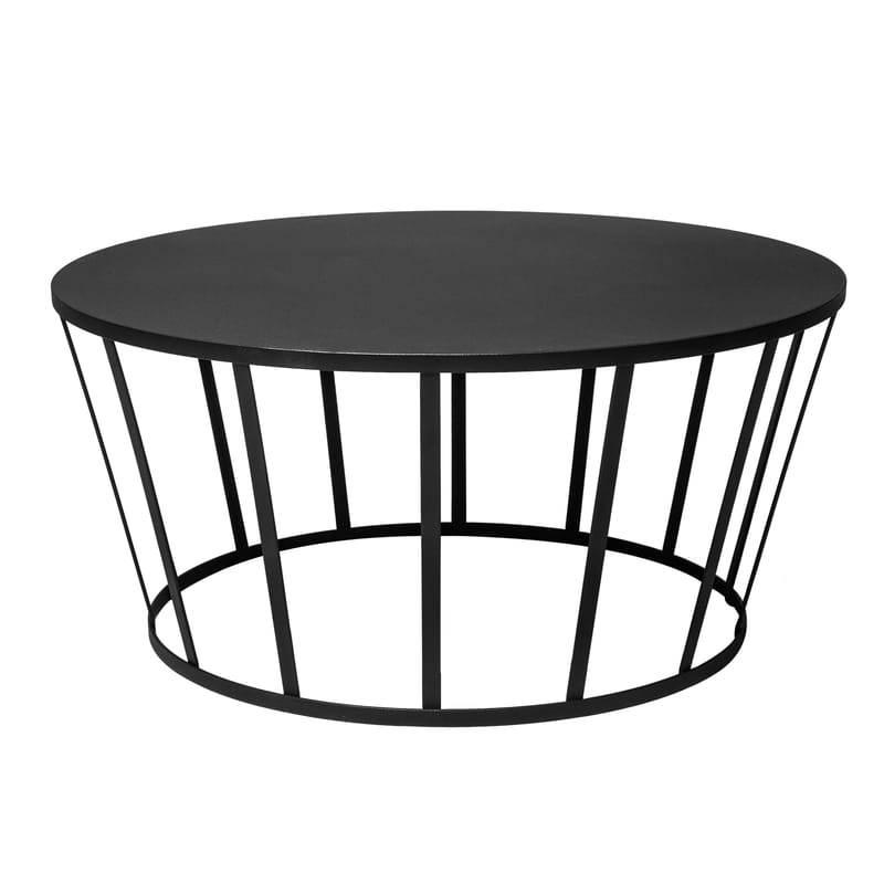 Mobilier - Tables basses - Table basse Hollo métal noir / Ø 70 x H 33 cm - Petite Friture - Noir - Acier inoxydable