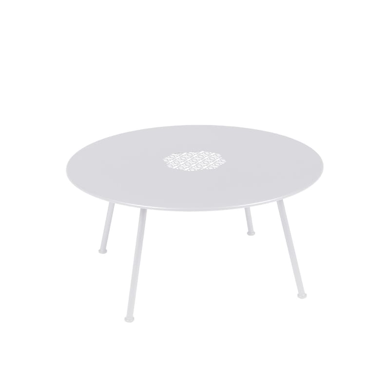 Mobilier - Tables basses - Table basse Lorette métal blanc beige / Ø 80 cm - Métal perforé - Fermob - Blanc coton - Acier