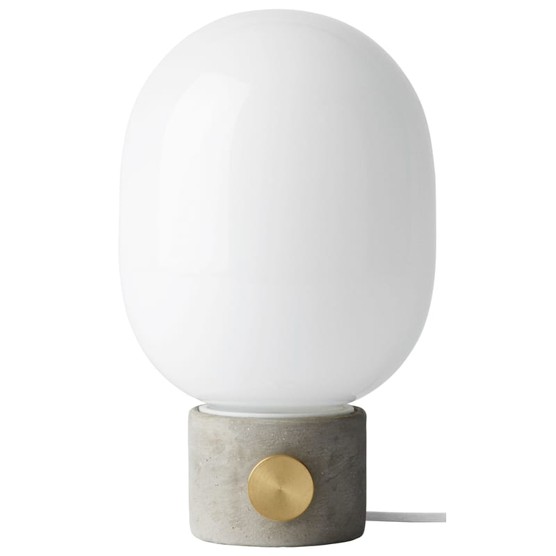 Lighting - Table Lamps - JWDA Table lamp glass stone white grey - Audo Copenhagen - Grey concrete / White - Brass, Concrete, Glass