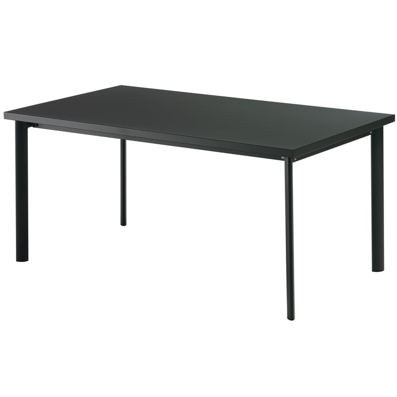 Jardin - Tables de jardin - Table rectangulaire Star métal noir / 90 x 160 cm - Emu - Noir mat - Acier verni, Inox, Tôle galvanisée