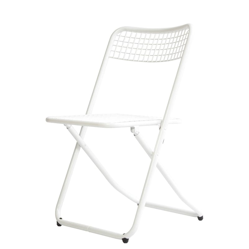 Mobilier - Chaises, fauteuils de salle à manger - Chaise pliante 085 métal blanc / grillagé - Houtique - Blanc - Acier laqué époxy