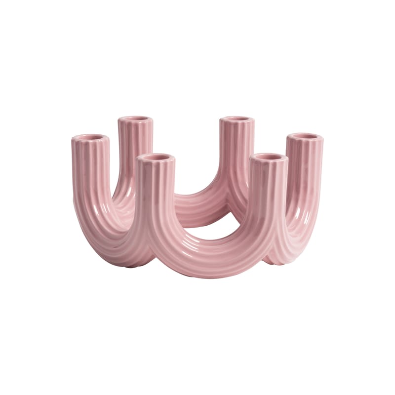 Décoration - Bougeoirs, photophores - Chandelier Churros céramique rose / Ø 23.5 x H 11 cm - & klevering - Rose - Céramique