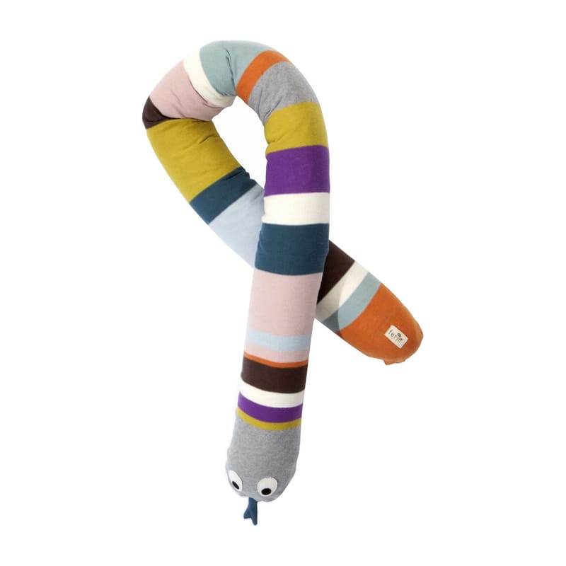 Décoration - Pour les enfants - Coussin Mr Snake tissu multicolore / Tour de lit - L 180 cm - Ferm Living - Tons vifs - Coton biologique