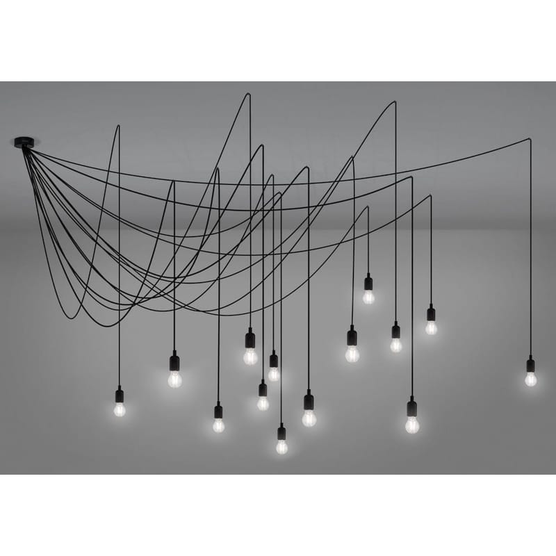 Luminaire - Suspensions - Suspension Maman Dimmable plastique noir / 14 ampoules LED incluses - Compatible variateur - Seletti - Ampoules transparentes / Câbles noirs - Métal, Plastique, Silicone