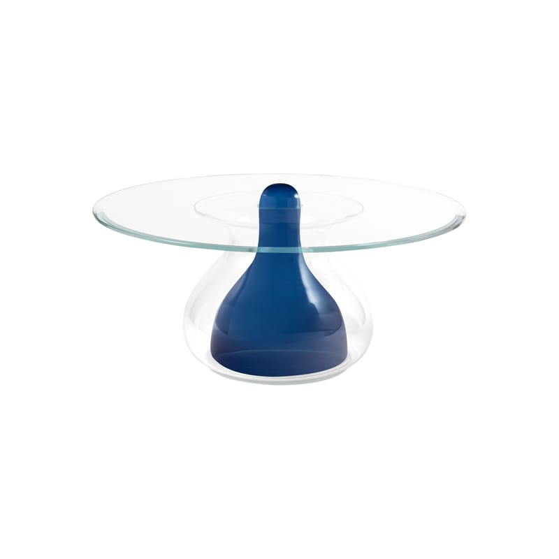 Mobilier - Tables basses - Table basse Miya verre bleu / Ø 90 x H 38 cm - Cappellini - Bleu Cobalt - Verre