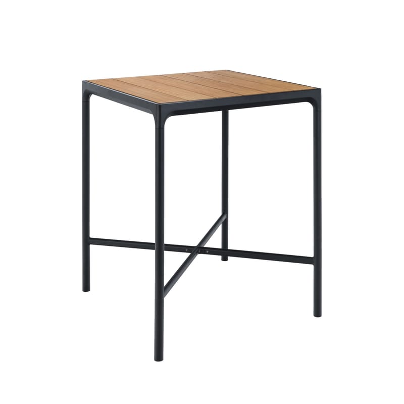 Mobilier - Mange-debout et bars - Table haute Four métal noir bois naturel / L 90 x H 111 cm - Houe - Bambou / Piètement noir - Aluminium, Bambou