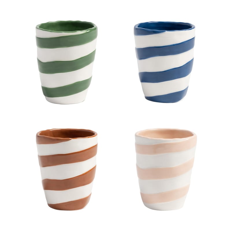 Table et cuisine - Tasses et mugs - Tasse Oblique céramique multicolore / Set de 4 - Ø 8 x H 10 cm / Céramique - & klevering - Multicolore - Céramique