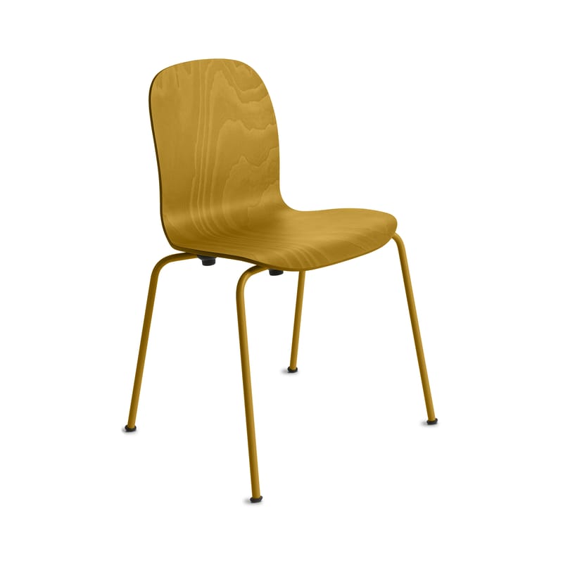 Mobilier - Chaises, fauteuils de salle à manger - Chaise empilable Tate Color bois jaune /Jasper Morrison, 2012 - Cappellini - Citrouille - Acier, Contreplaqué de hêtre teinté