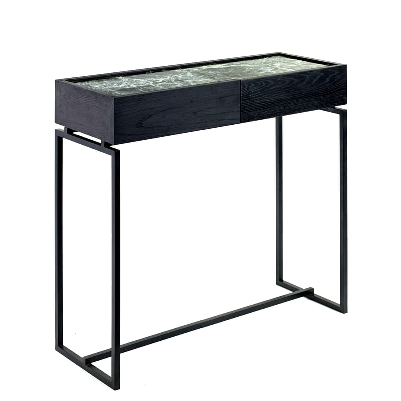 Furniture - Console Tables - Verde Console metal stone black With drawer - Marble - L 80 x H 78 cm - Serax - Black and green marble - Marble, Metal, Painted wood