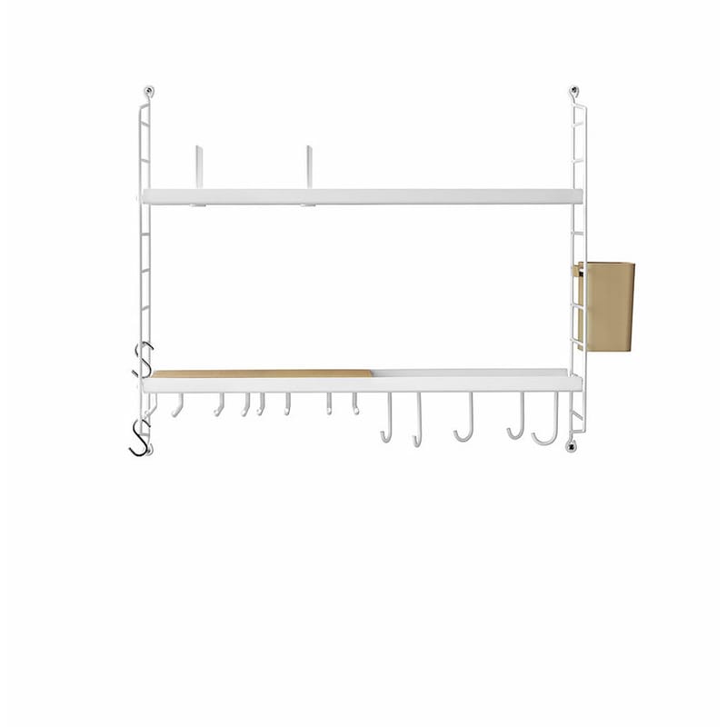 Mobilier - Etagères & bibliothèques - Etagère String Kitchen métal blanc / Pour cuisine - L 58 x H 50 x P 20 cm - String Furniture - Blanc - Acier thermoplaqué