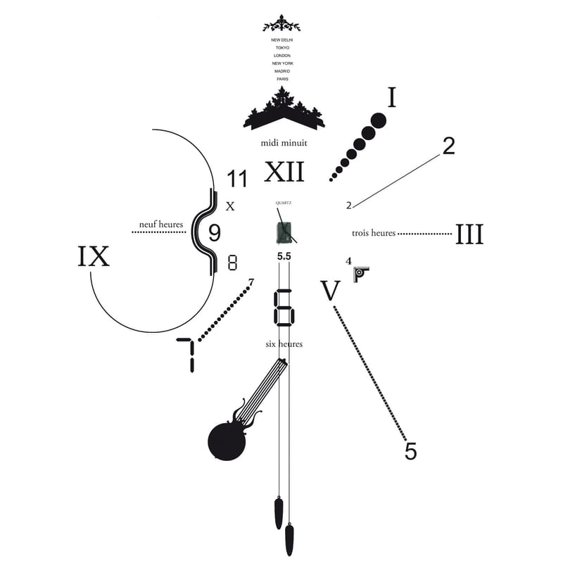 Décoration - Tendance humour & décalage - Horloge murale Vynil Clock plastique papier noir / Sticker - Domestic - Noir - Vinyle
