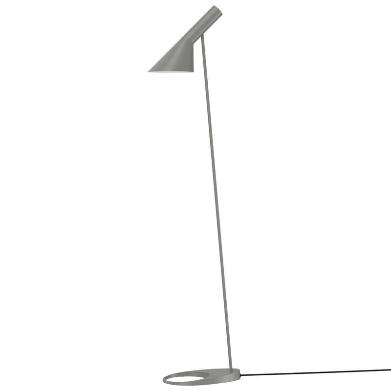 Luminaire - Lampadaires - Lampadaire AJ métal gris / H 130 cm - Orientable / Arne Jacobsen, 1957 - Louis Poulsen - Gris chaud - Acier, Fonte