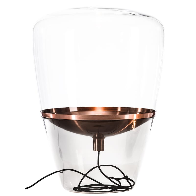 Luminaire - Lampadaires - Lampe à poser Balloon Large verre transparent cuivre / H 78 cm - Brokis - Verre transparent / Cuivre - Aluminium peint, Verre soufflé moulé