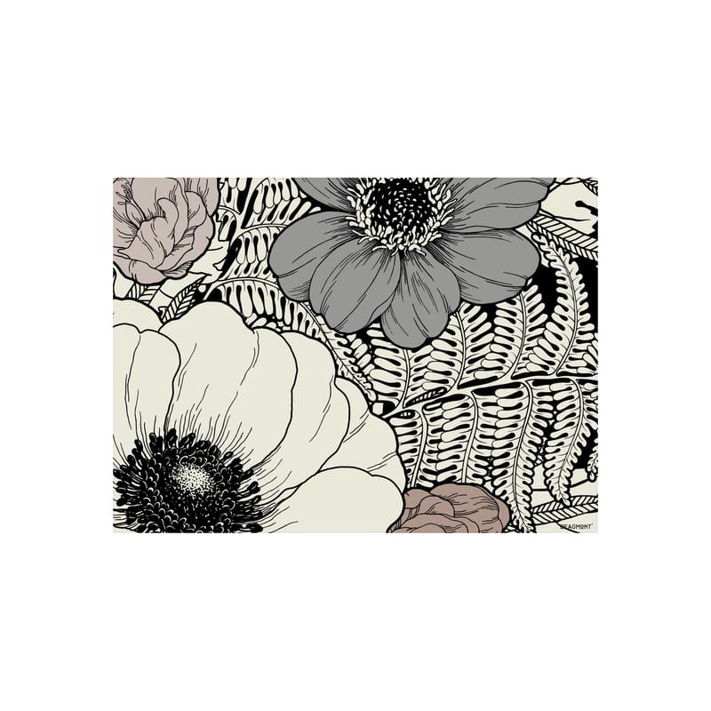 Table et cuisine - Nappes, serviettes et sets - Set de table Botany plastique blanc multicolore / Vinyle - Beaumont - Gris, noir & rose pâle - Vinyle