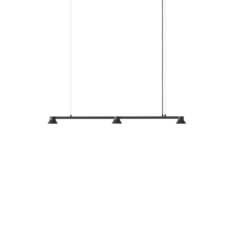 Luminaire - Suspensions - Suspension Hat Linear Small métal noir / L 115 cm - Normann Copenhagen - Noir - Acier, Aluminium, PMMA