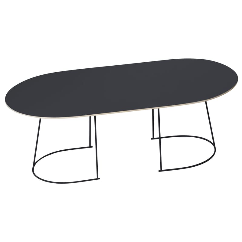 Mobilier - Tables de chevet - Table basse Airy métal bois noir / Large - 120 x 65 cm - Muuto - Noir - Acier peint, Contreplaqué, Stratifié
