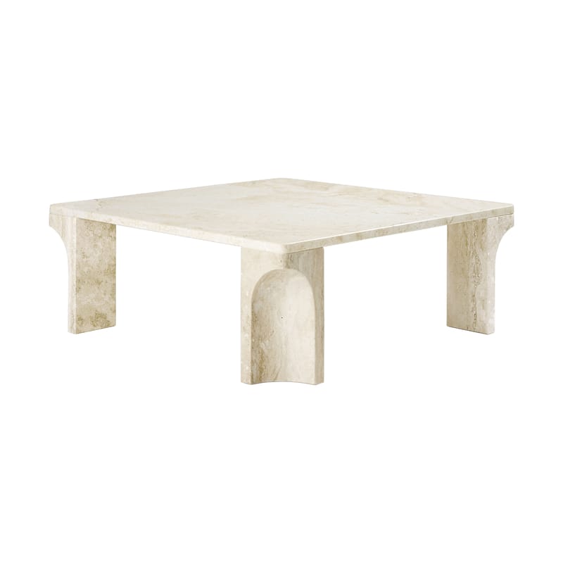 Mobilier - Tables basses - Table basse Doric pierre blanc beige / 80 x 80 cm - Pierre Travertin - Gubi - Beige (Travertin) - Travertin