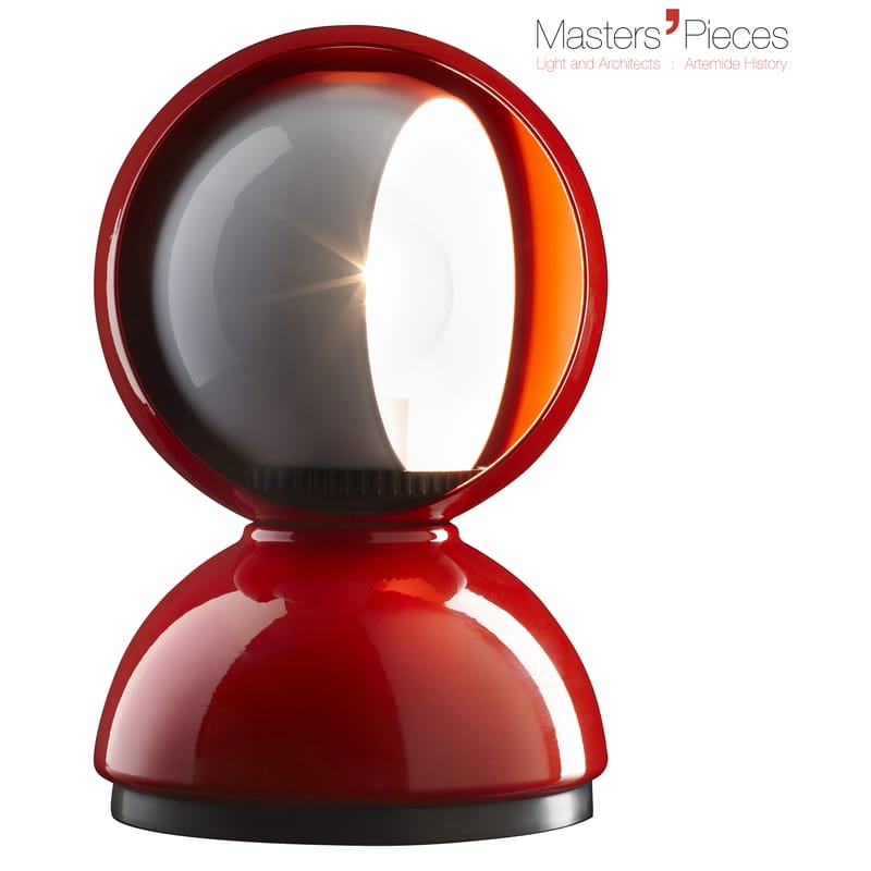 Icons - Iconic lighting - Masters\' Pieces - Eclisse Table lamp by Artemide - Red - Varnished metal