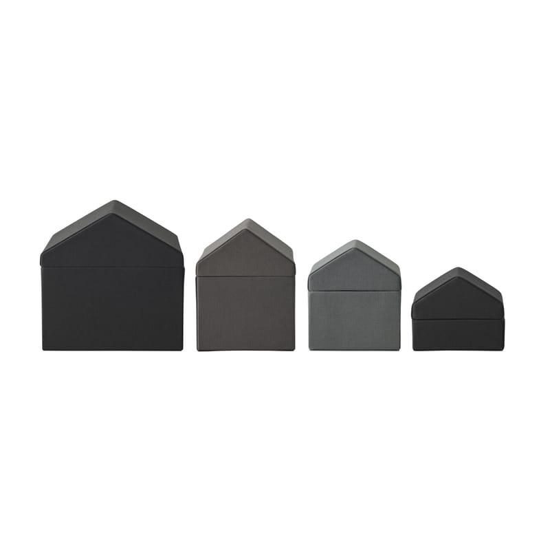 Décoration - Boîtes déco - Boîte Traditional Houses tissu gris / Set de 4 -Fait main au Népal - Audo Copenhagen - Gris - Carton, Coton