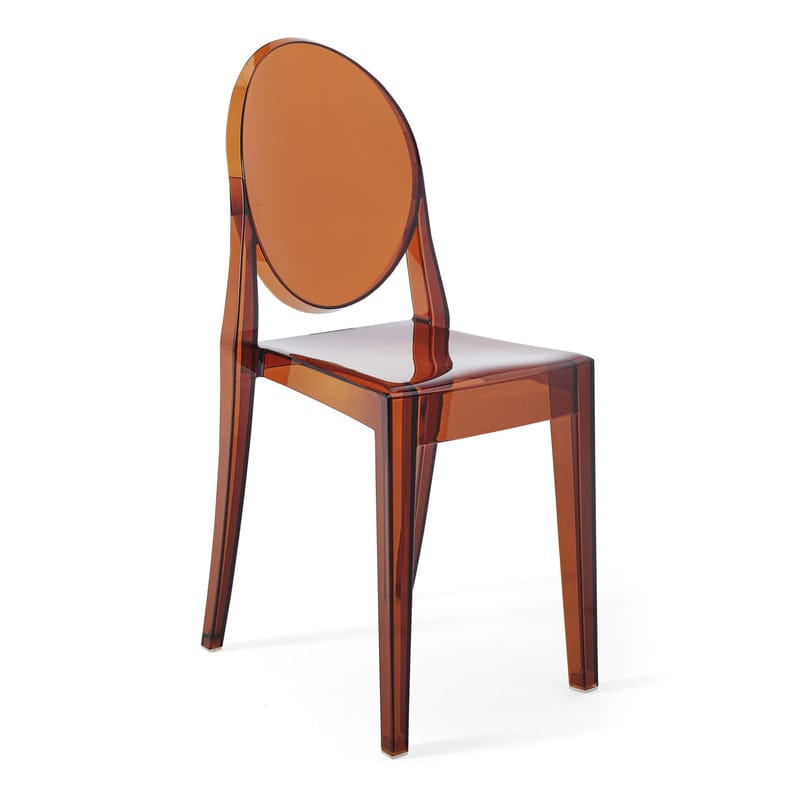 Mobilier - Chaises, fauteuils de salle à manger - Chaise empilable Victoria Ghost plastique orange / Polycarbonate 2.0 - Philippe Starck, 2005 - Kartell - Ambre - Polycarbonate 2.0
