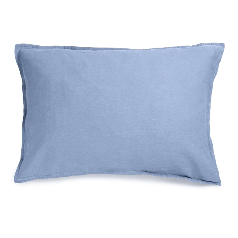 Dekoration - Wohntextilien - Kissenbezug 50 x 70 cm  textil blau / 50 x 70 cm - Leinen gewaschen - Au Printemps Paris - Himmelblau - Gewaschenes Leinen