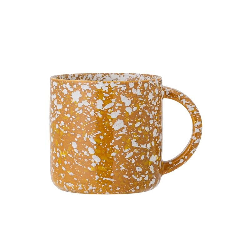 Table et cuisine - Tasses et mugs - Mug Carmel céramique jaune marron / Grès - Bloomingville - Ocre / Moucheté blanc - Grès émaillé