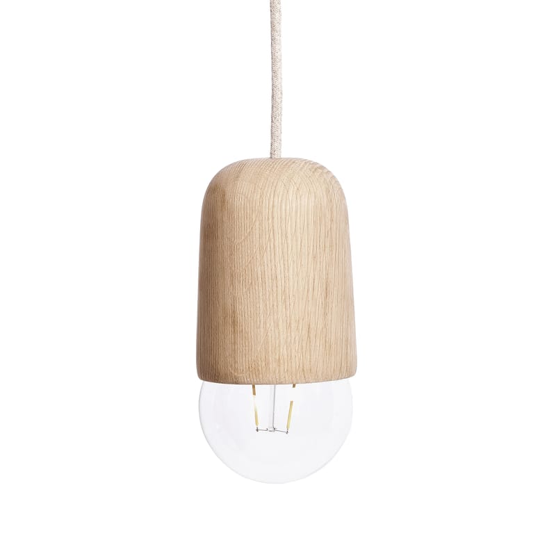 Luminaire - Suspensions - Suspension Luce Medium bois naturel / Chêne - Ø 10 x H 18 cm - Hartô - Chêne naturel - Chêne massif
