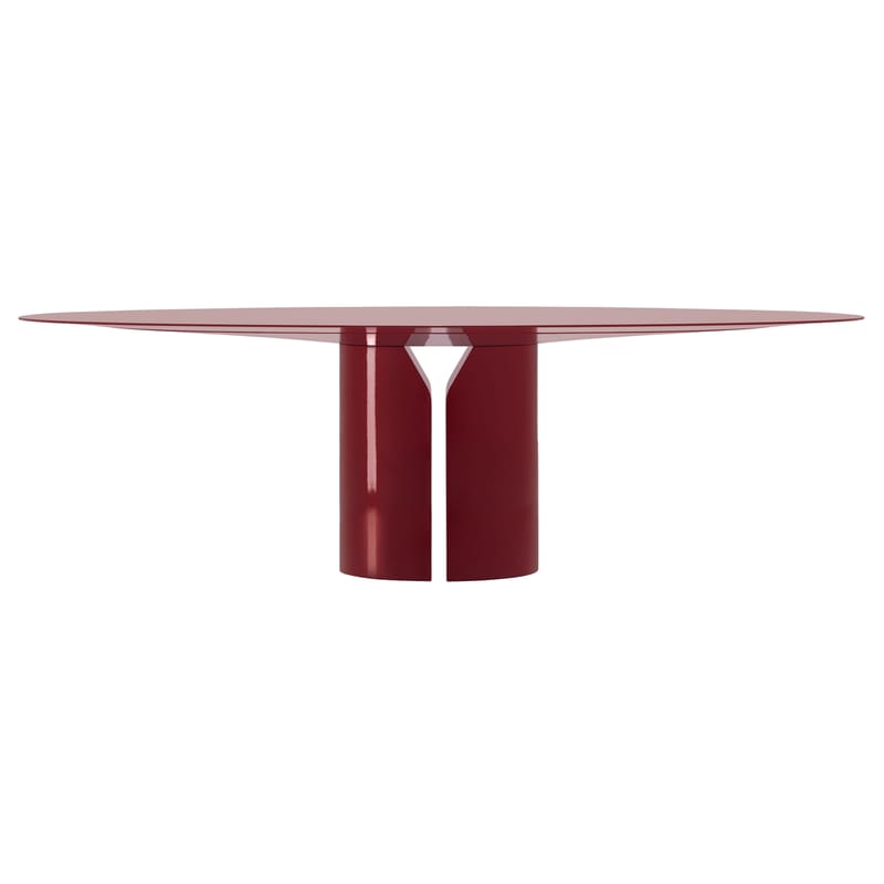 Mobilier - Tables - Table ovale NVL bois rouge / 250 x 130 cm - By Jean Nouvel - MDF Italia - Rouge - MDF laqué, Polyuréthane