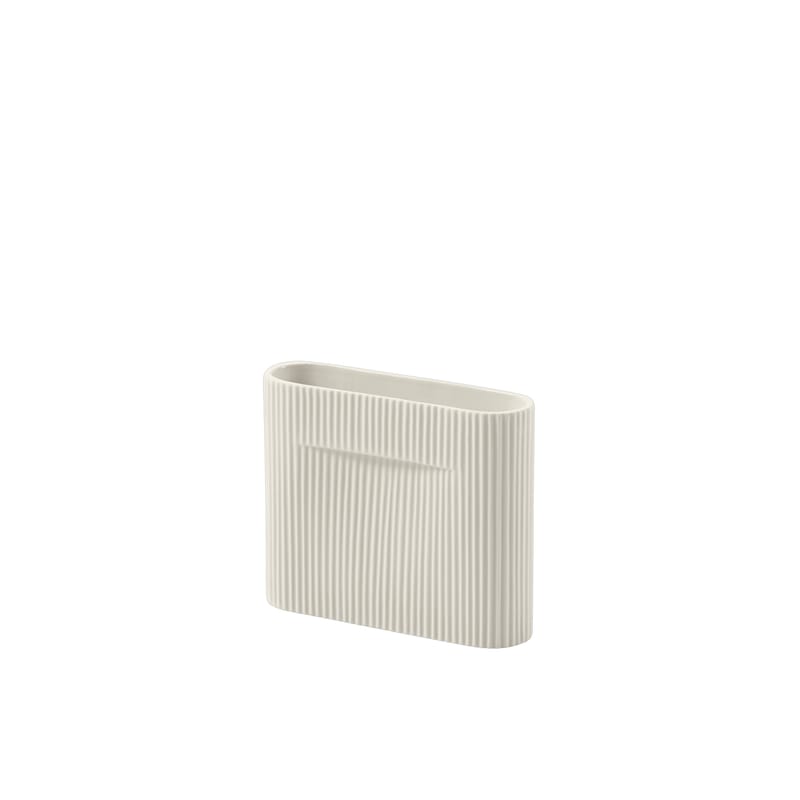 Décoration - Vases - Vase Ridge Small céramique blanc beige / H 16,5 cm - Muuto - Blanc cassé - Faïence
