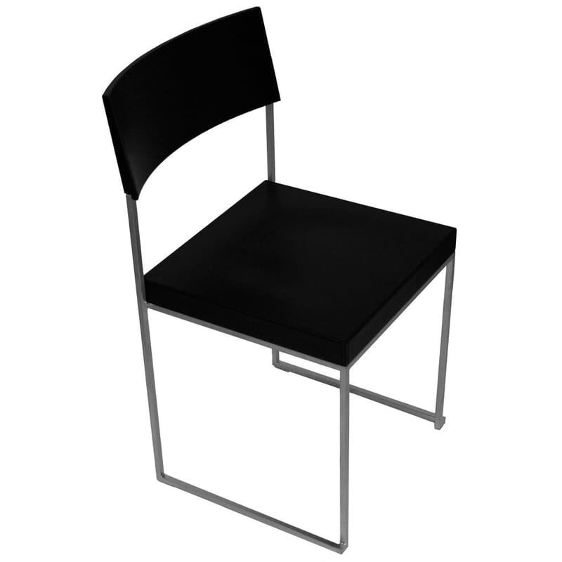 Mobilier - Chaises, fauteuils de salle à manger - Chaise empilable Cuba cuir noir - Lapalma - Cuir noir - Acier, Cuir