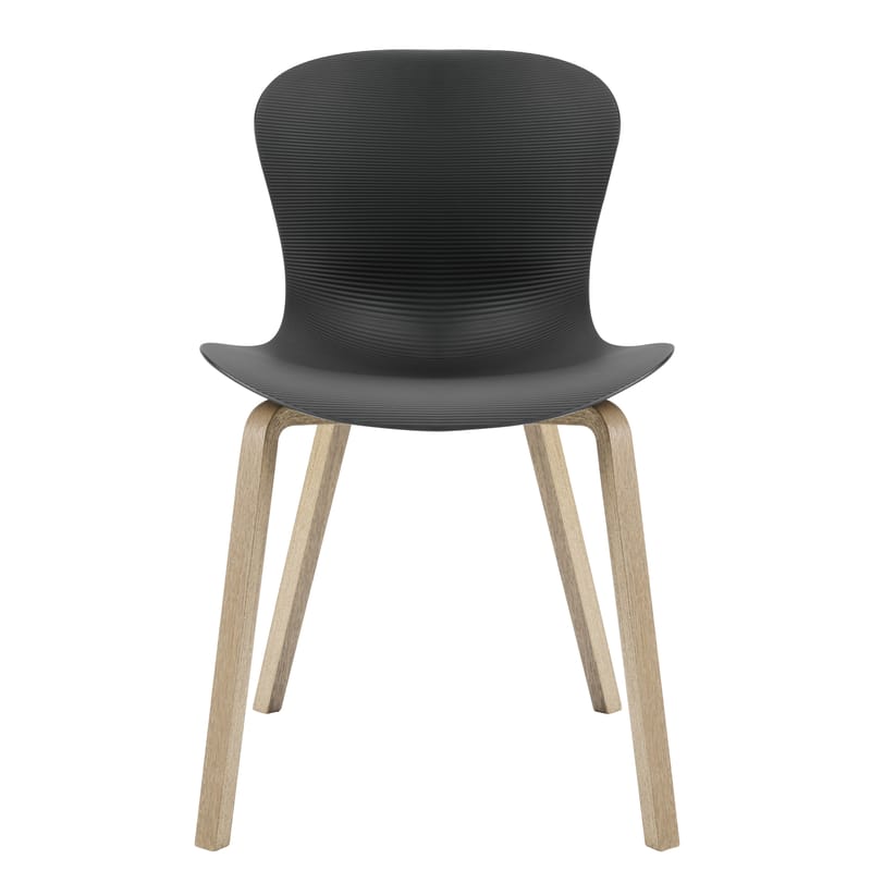 Mobilier - Chaises, fauteuils de salle à manger - Chaise Nap plastique gris / 4 pieds bois - Fritz Hansen - Poivre gris / Piètement bois - Chêne, Polyamide
