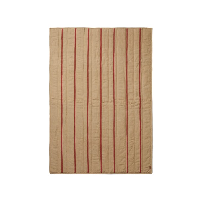 Linge de maison - Déco textile - Couverture Grand tissu marron / Matelassé - 170 x 120 cm - Ferm Living - Camel / Rouge -  Duvet,  Plumes, Coton, Lin