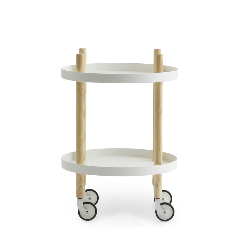 Mobilier - Compléments d\'ameublement - Desserte Block métal blanc bois naturel / Ø 45 cm - Normann Copenhagen - Blanc - Acier, Frêne