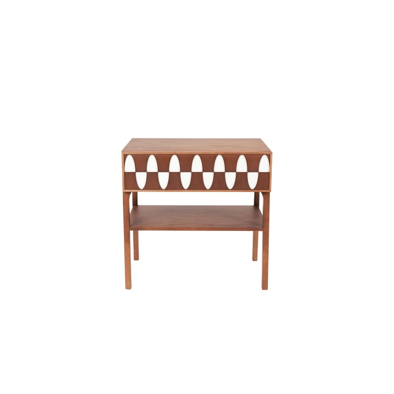 Mobilier - Tables basses - Table de chevet Ecailles bois naturel / 1 tiroir - L 60 cm - Maison Sarah Lavoine - Noyer / écru - Bouleau blanchi, Frêne massif, Frêne teinté noyer