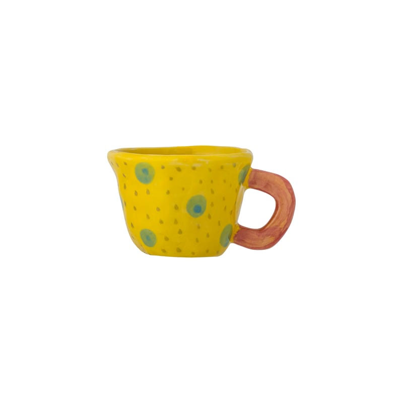 Décoration - Pour les enfants - Tasse Nini céramique jaune / Ø 7,5 x H 7 cm - Grès - Bloomingville - Jaune / Pois bleus - Grès émaillé