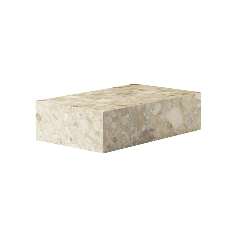 Arredamento - Tavolini  - Tavolino Plinth Low pietra beige / pietra - 100 x 60 cm x H 27 cm - Menu - Pietra Kunis Breccia (beige) - Legno di acacia, Pietra Kunis Breccia