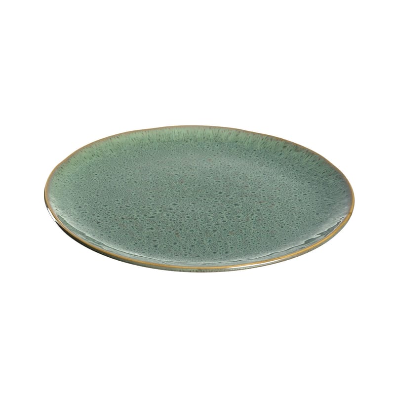 Table et cuisine - Assiettes - Assiette Matera céramique vert / Grès - Ø 27 cm - Leonardo - Vert - Grès émaillé
