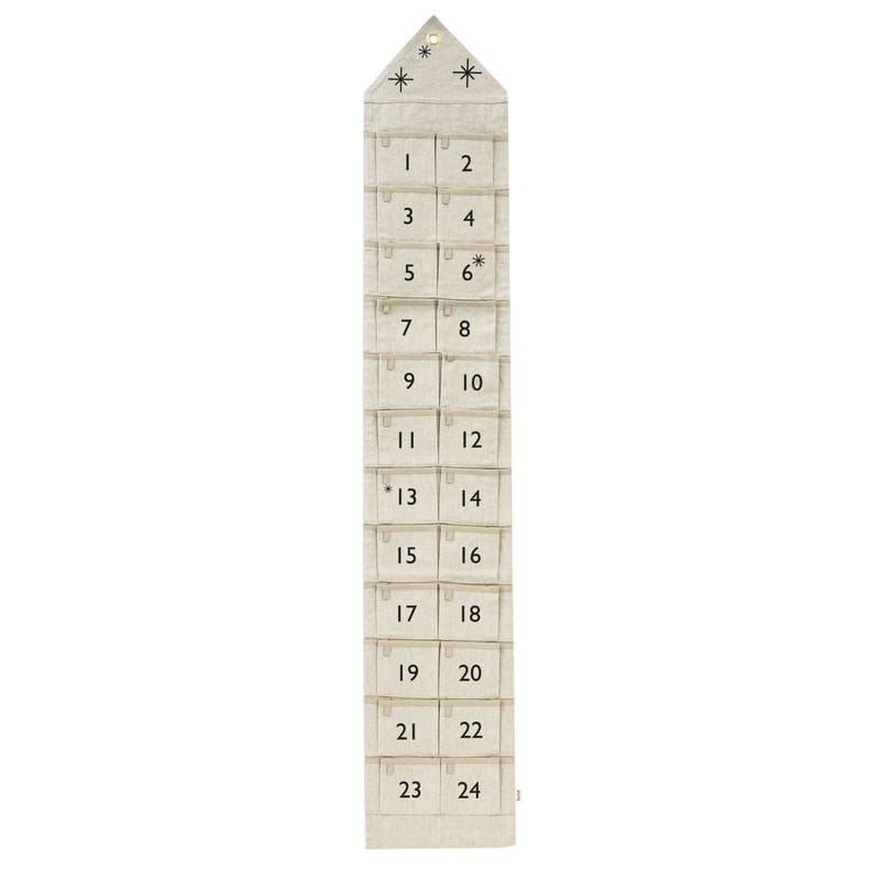 Décoration - Accessoires bureau - Calendrier de l\'avent Star tissu blanc beige / 24 jours / L 25 x H 150 cm - Ferm Living - Sable - Coton