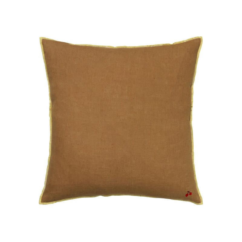 Décoration - Coussins - Coussin Contrast tissu marron / 40 x 40 cm - Lin - Ferm Living - Sucre roux -  Duvet,  Plumes, Lin
