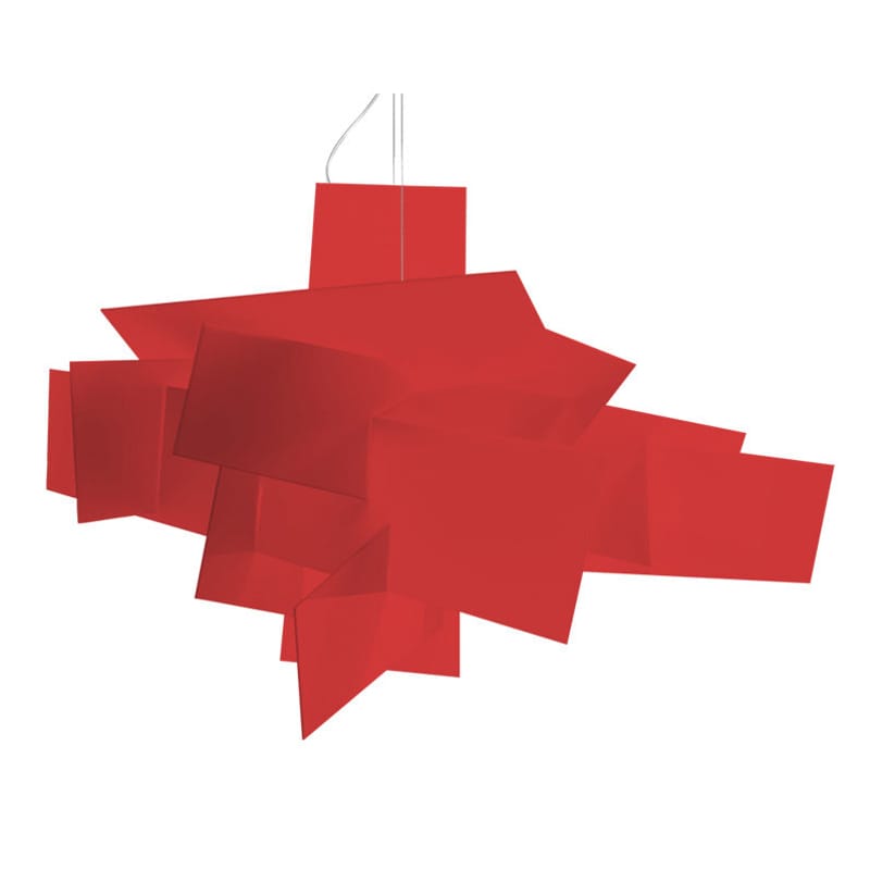 Luminaire - Suspensions - Suspension Big Bang plastique rouge / Ø 96 cm - Franzolini & Jimenez, 2005 - Foscarini - Rouge & blanc - Méthacrylate