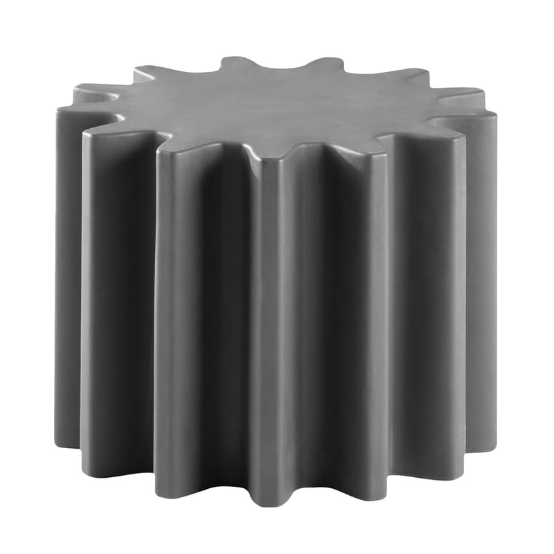 Éco Design - Production locale - Table basse Gear plastique gris / Pouf - Ø 55 x H 43 cm - Slide - Gris - polyéthène recyclable