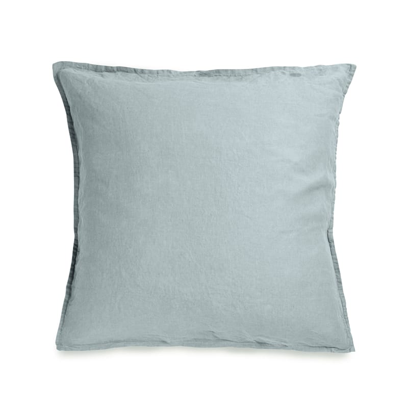 Décoration - Textile - Taie d\'oreiller 65 x 65 cm  tissu bleu / Lin lavé - Au Printemps Paris - 65 x 65 cm / Bleu-gris - Lin lavé