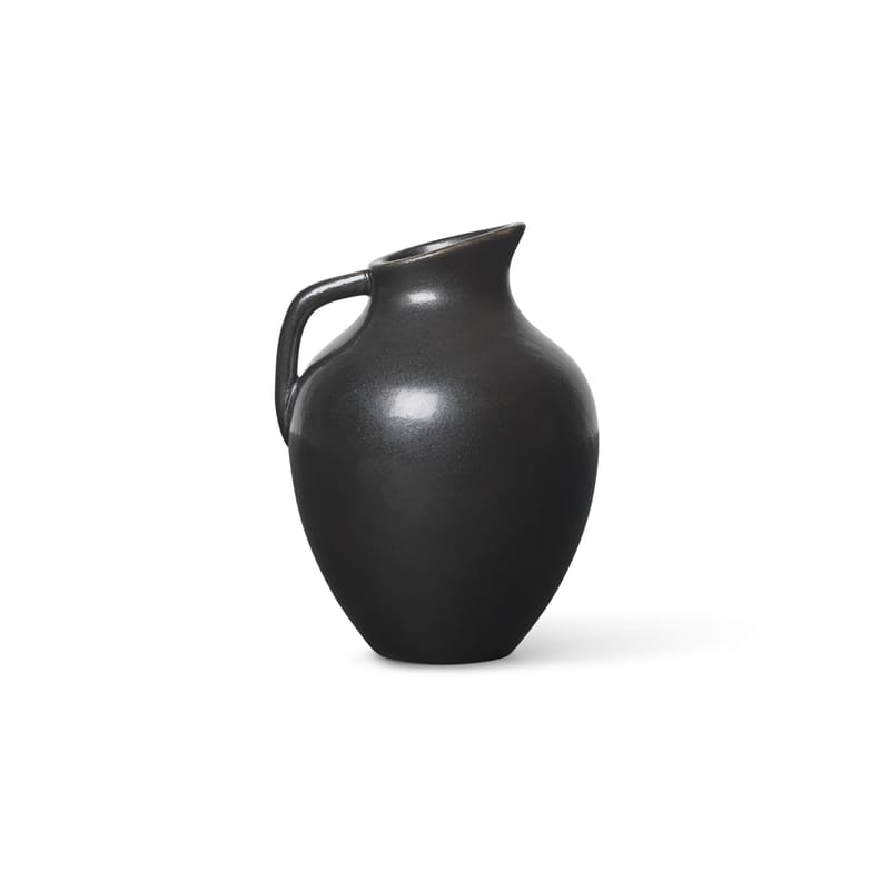 Décoration - Vases - Vase Ary Medium céramique noir / Ø 7 x H 10 cm - Ferm Living - Medium / Charbon - Porcelaine émaillée