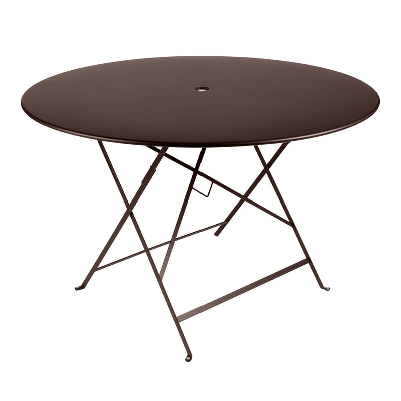 Outdoor - Garden Tables - Bistro Foldable table metal brown Ø 117 cm - 6/8 people - Umbrella Hole - Fermob - Rust - Painted steel