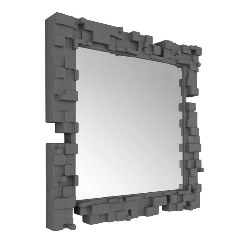 Mobilier - Miroirs - Miroir mural Pixel plastique gris / 80 x 80 cm - Slide - Gris - polyéthène recyclable