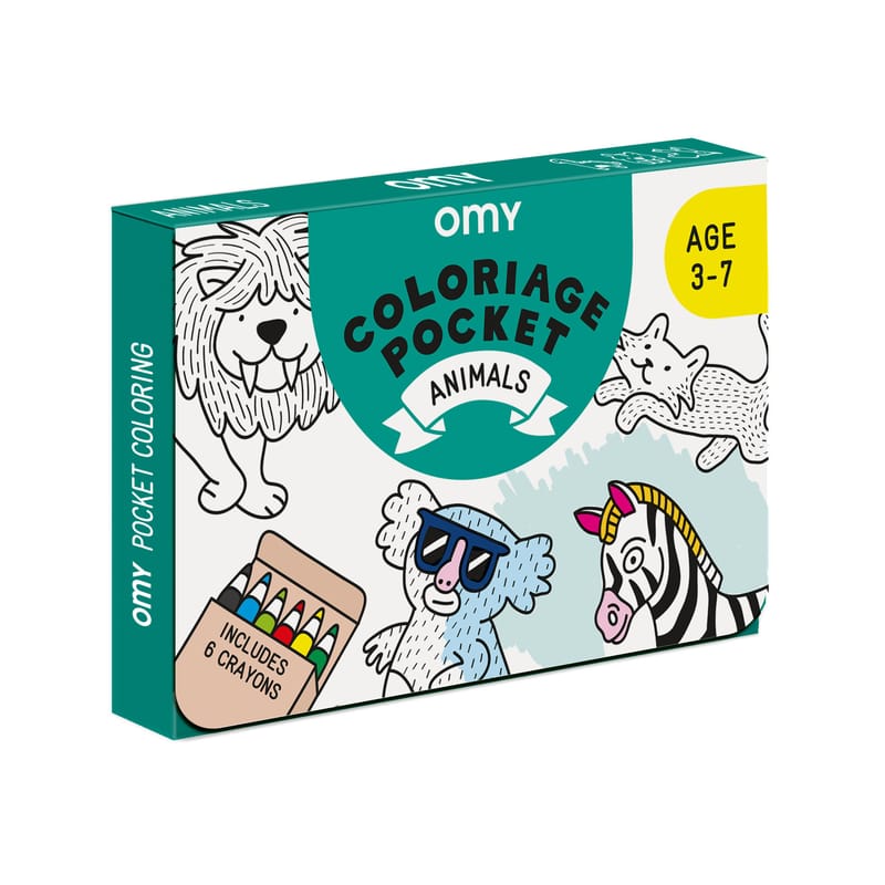 Décoration - Pour les enfants - Poster à colorier Coloriage Pocket - Animaux papier blanc noir / 52 x 38 cm - OMY Design & Play - Animaux - Papier