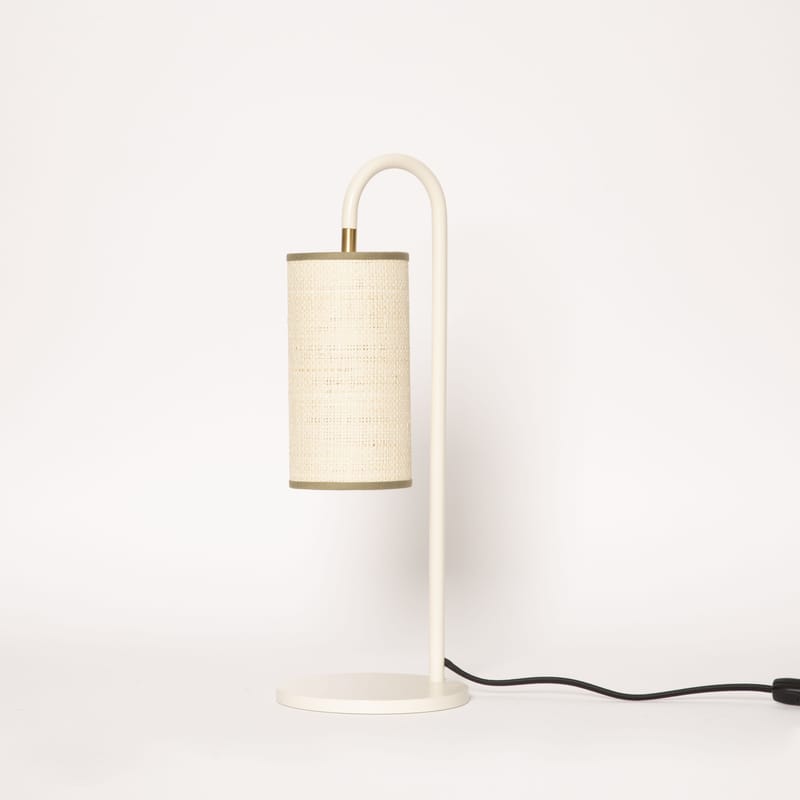 Cane white table outlet lamp