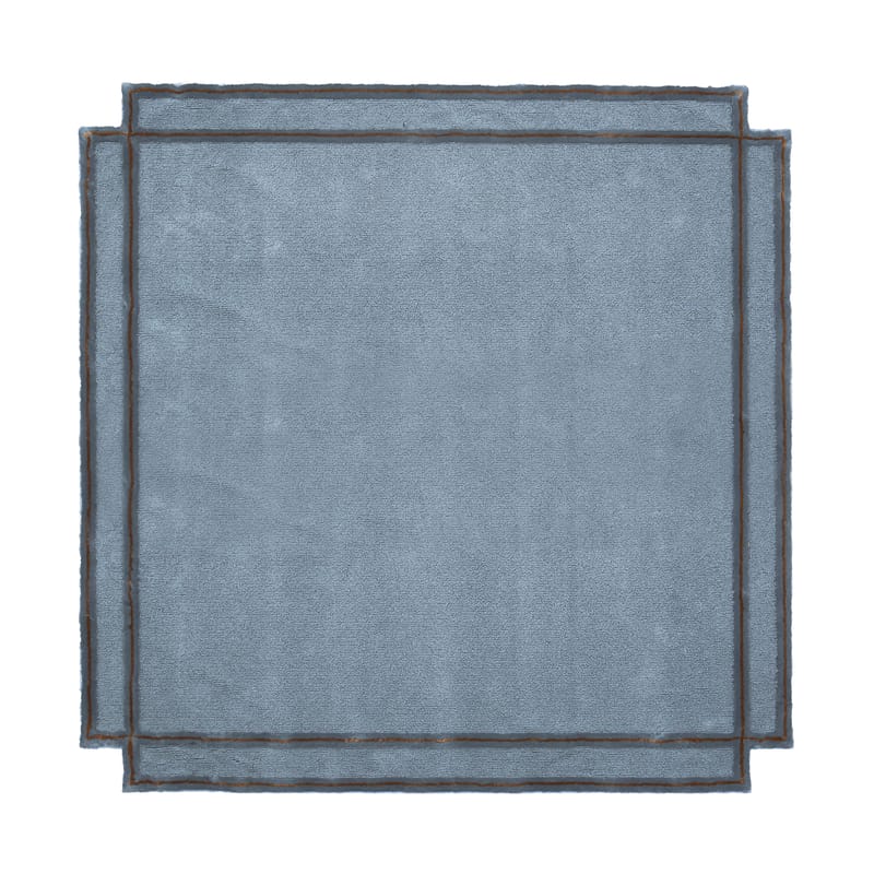 Décoration - Tapis - Tapis Volentieri Cornice  bleu gris / by Inga Sempé - 240 x 240 cm - Magis - Gris froid - Lin, Viscose