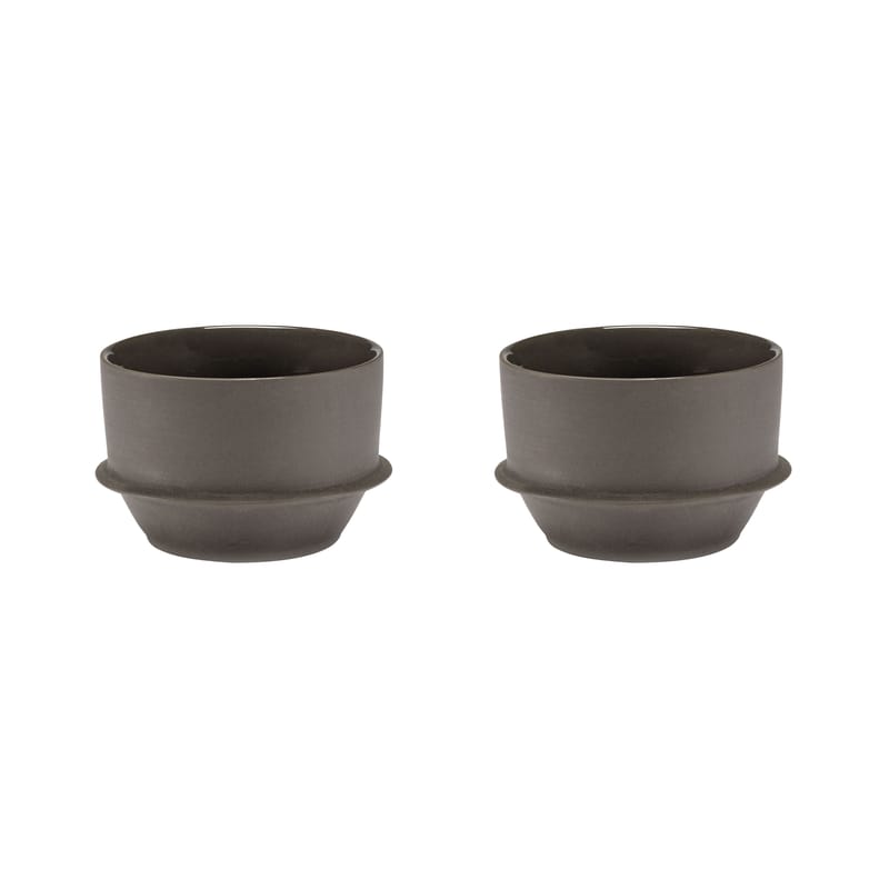 Table et cuisine - Tasses et mugs - Tasse à café Dune céramique marron / By Kelly Wearstle - Set de 2 - Ø 9 x H 6 cm - Serax - Marron Ardoise - Porcelaine