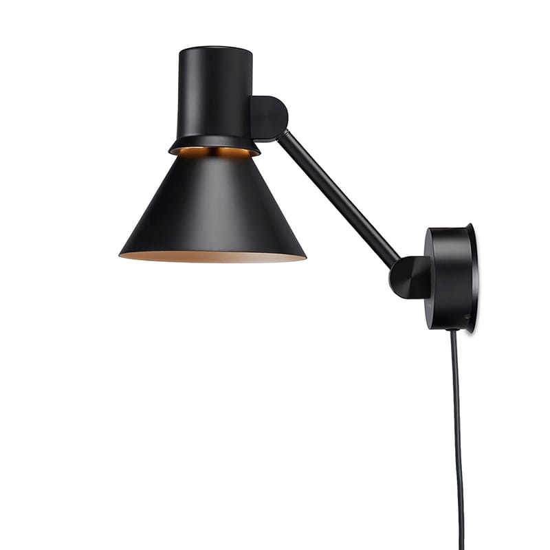 Lighting - Wall Lights - Type 80 W2 Wall light with plug metal black / Articulated arm - Mains power - Anglepoise - Black - Aluminium, Cast iron, Steel